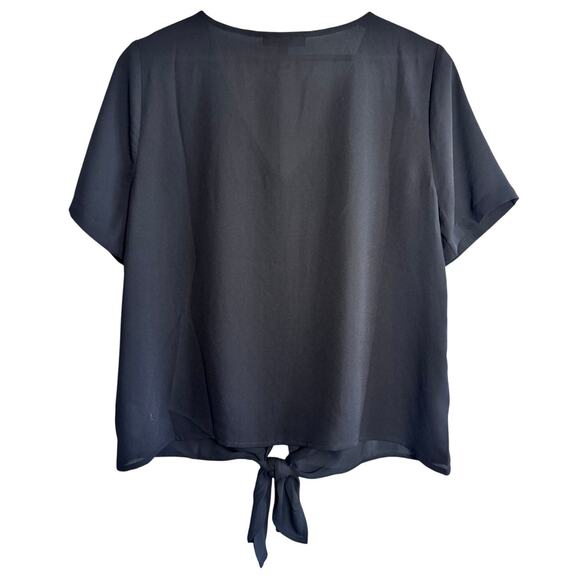 Madewell Black V-Neck Medium Tie Front Top - Picture 2 of 4